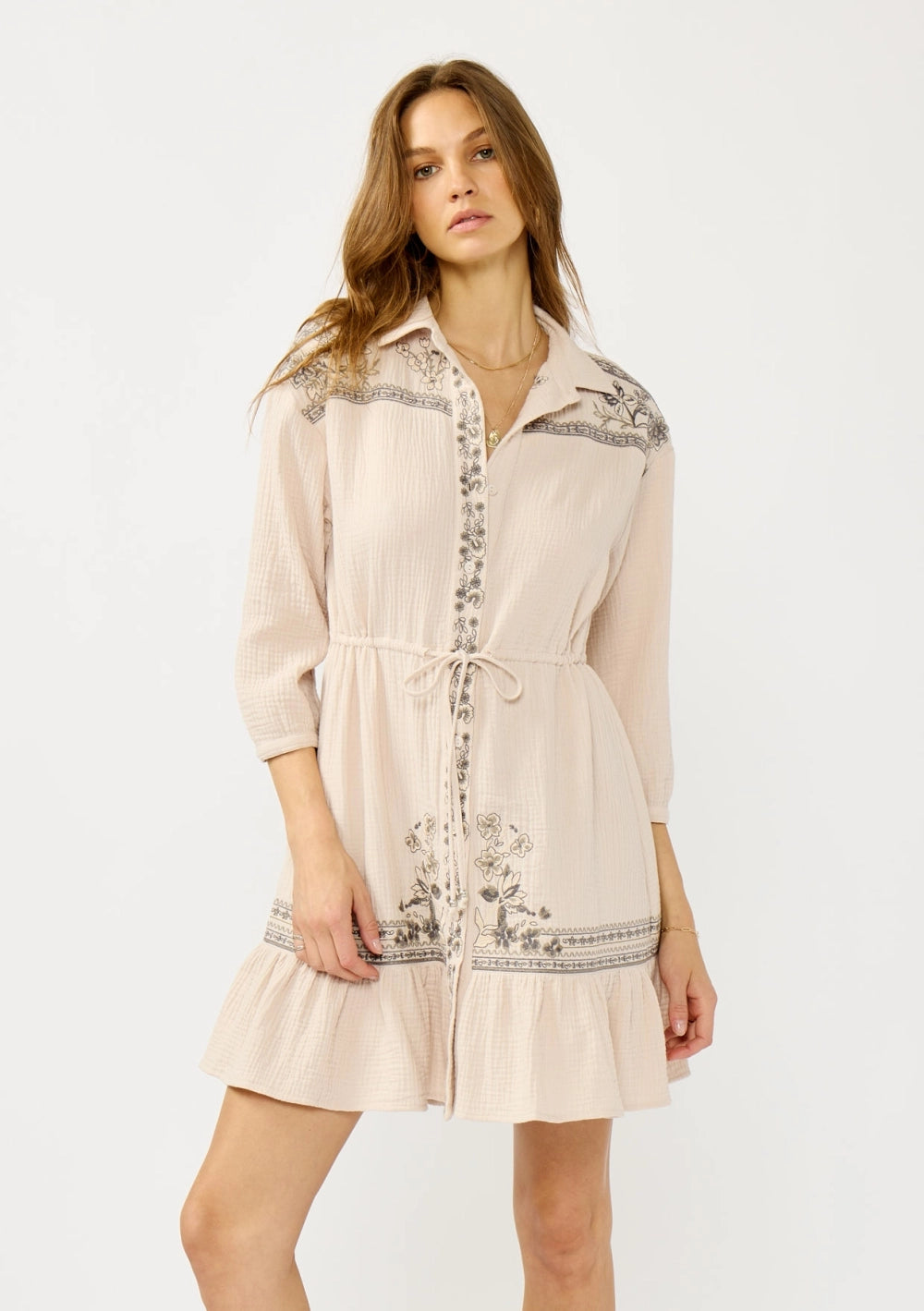 Lowell Embroidered Shirt Dress