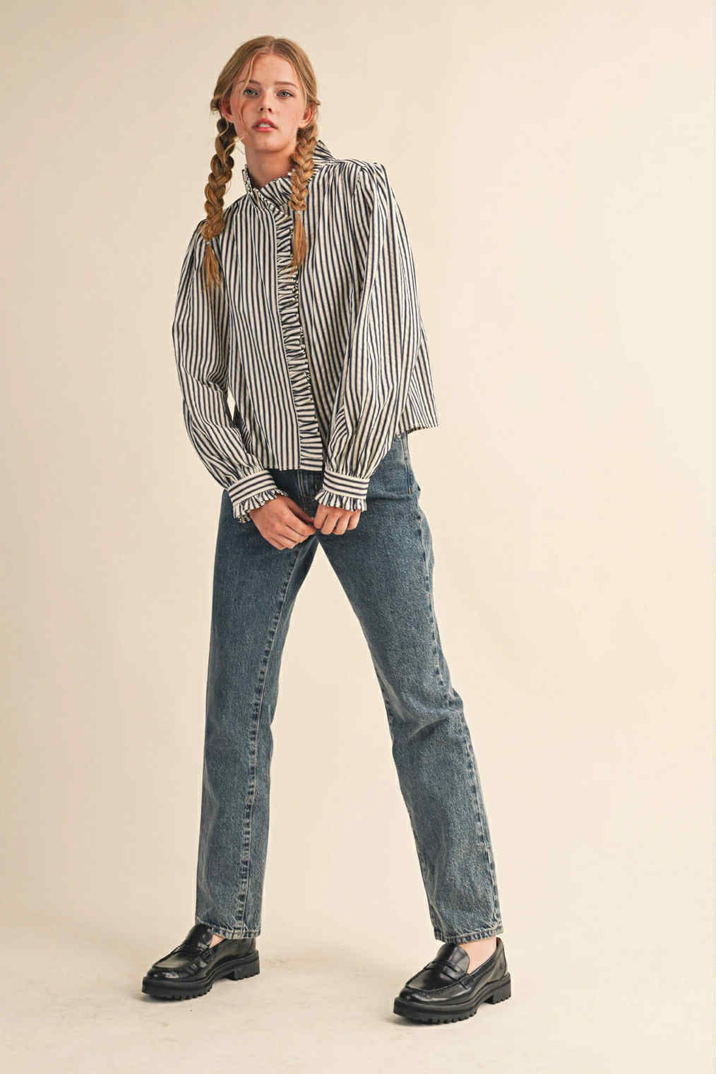 Ella Ruffled Button Down