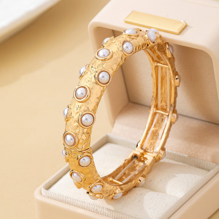 Gold and Pearl Embellished Bangle