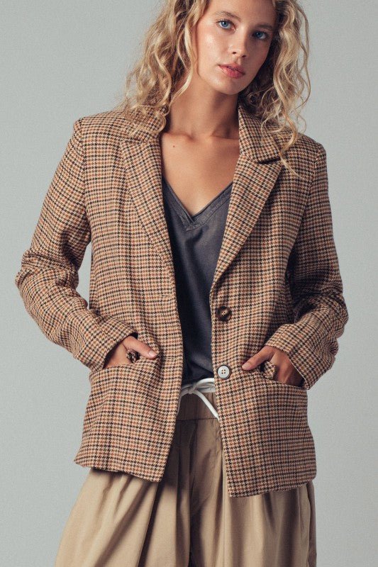 Tailored Houndstooth Blazer