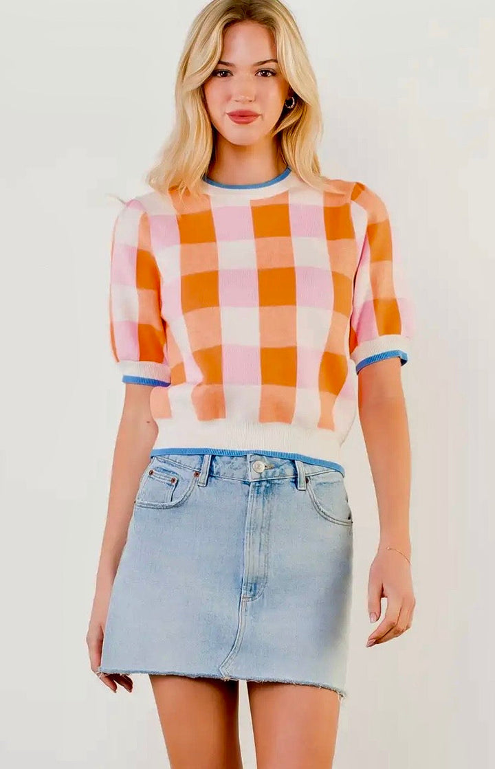 Sutton Check Knit Top