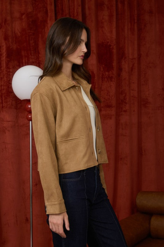Lennon Faux Suede Cropped Jacket