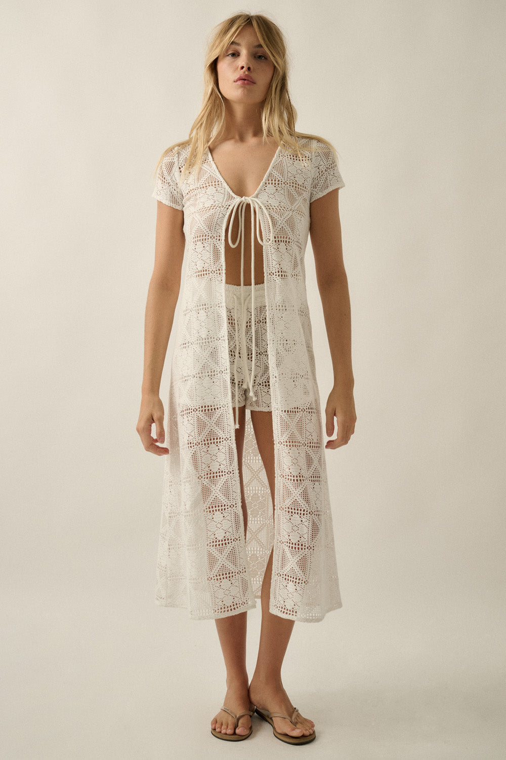 Elle Tie-Front Duster Cardigan