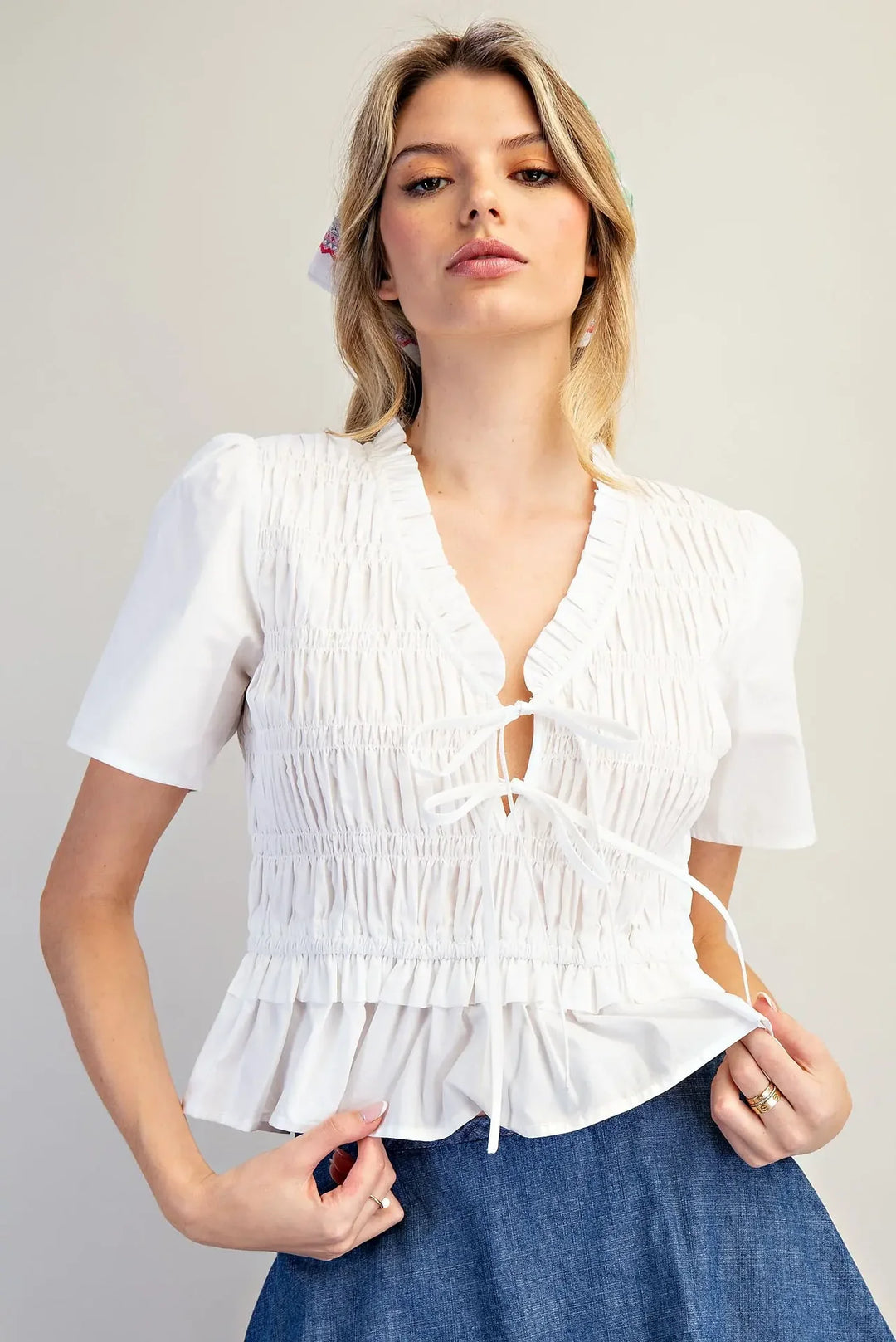 Gwen Smocked Peplum Top