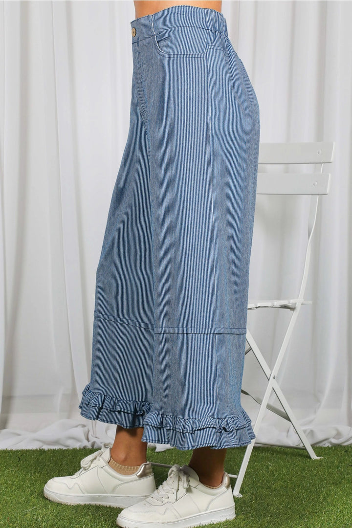 Ruffled Hem Denim