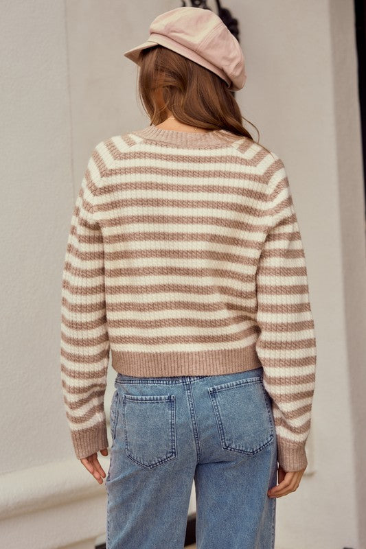 Elena Striped Cardigan Sweater