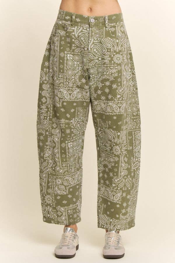 Bandana High-Rise Barrel Pants