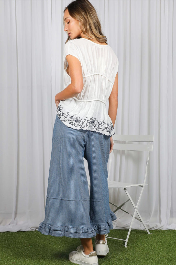 Ruffled Hem Denim