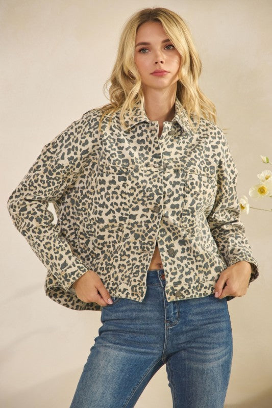 Kenzie Leopard Denim Jacket