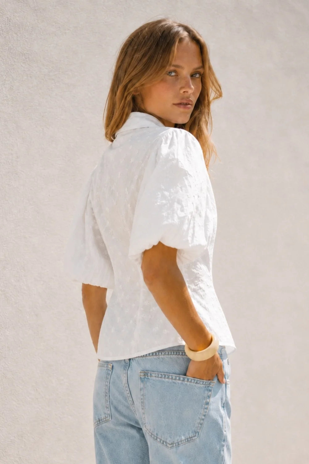 Luna Embroidered Puff Sleeve Shirt
