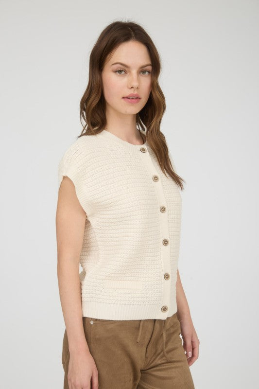 Pearl Button Down Sweater Vest