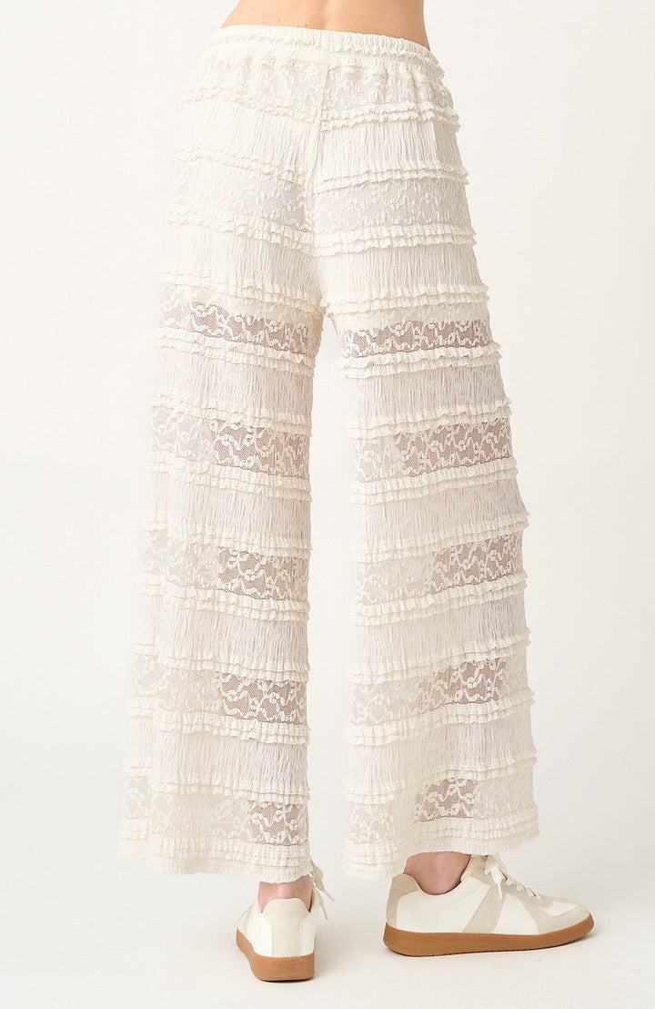 Lace Ruffle Wide Leg Pants