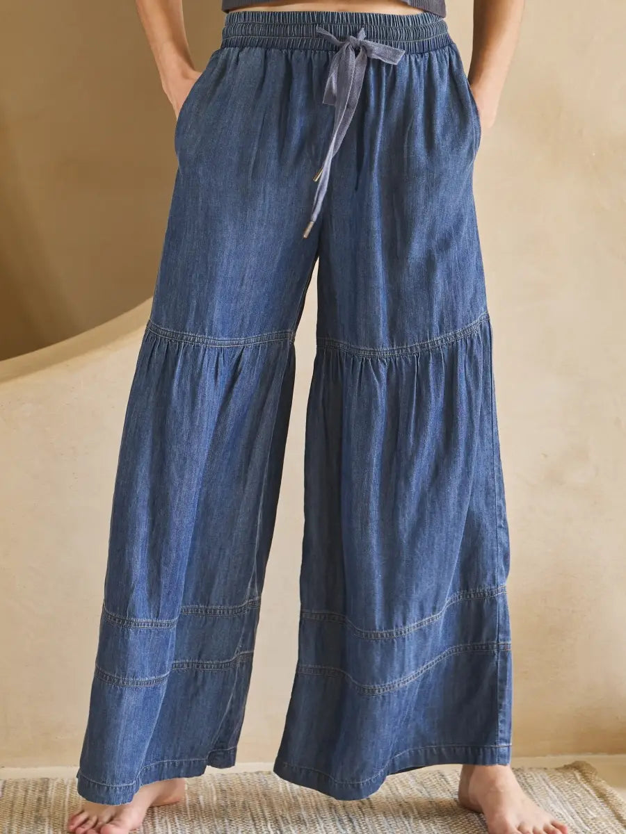 Sia Denim Tiered Wide Leg Pants
