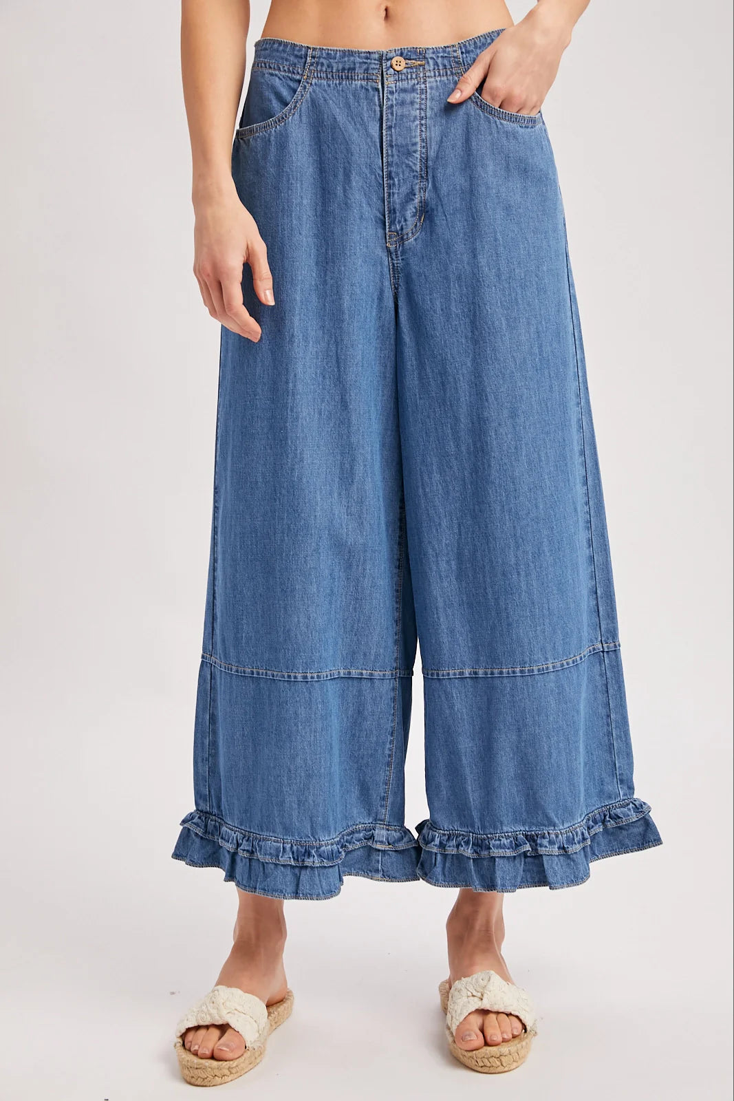 Cleo Ruffled Hem Denim