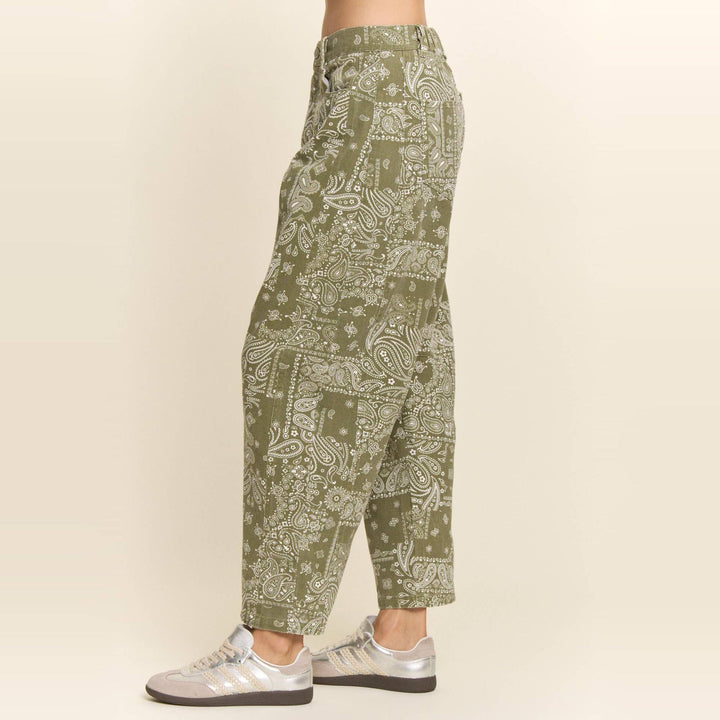 Bandana High-Rise Barrel Pants