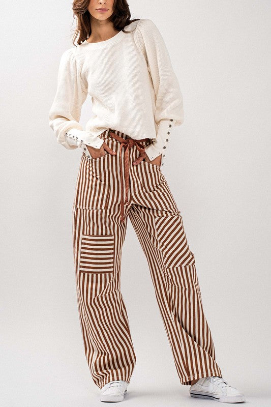 Mona Striped Drawstring Pants