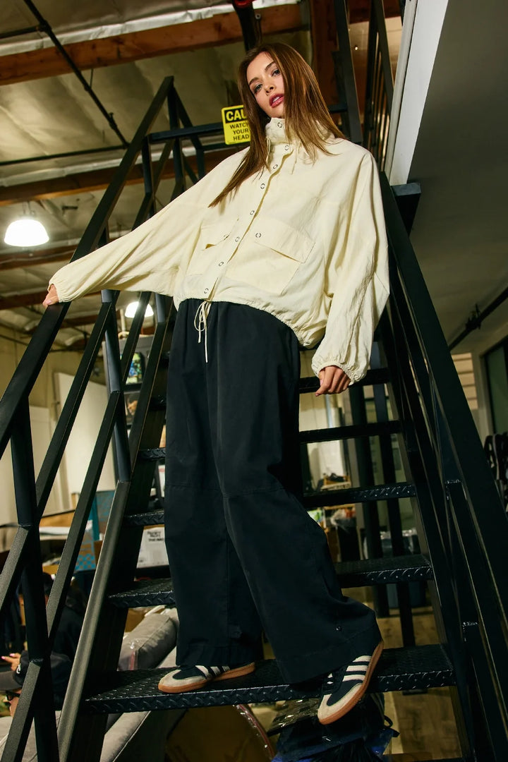 Utility High-Neck Windbreaker Jacket