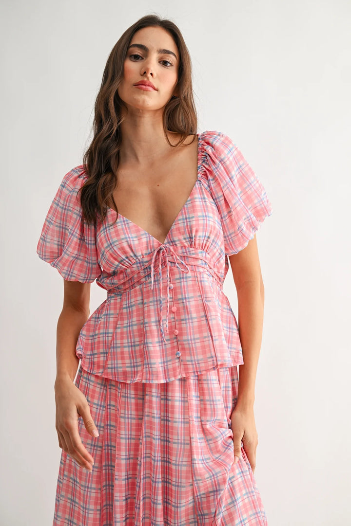 Bria Plaid Peplum Blouse