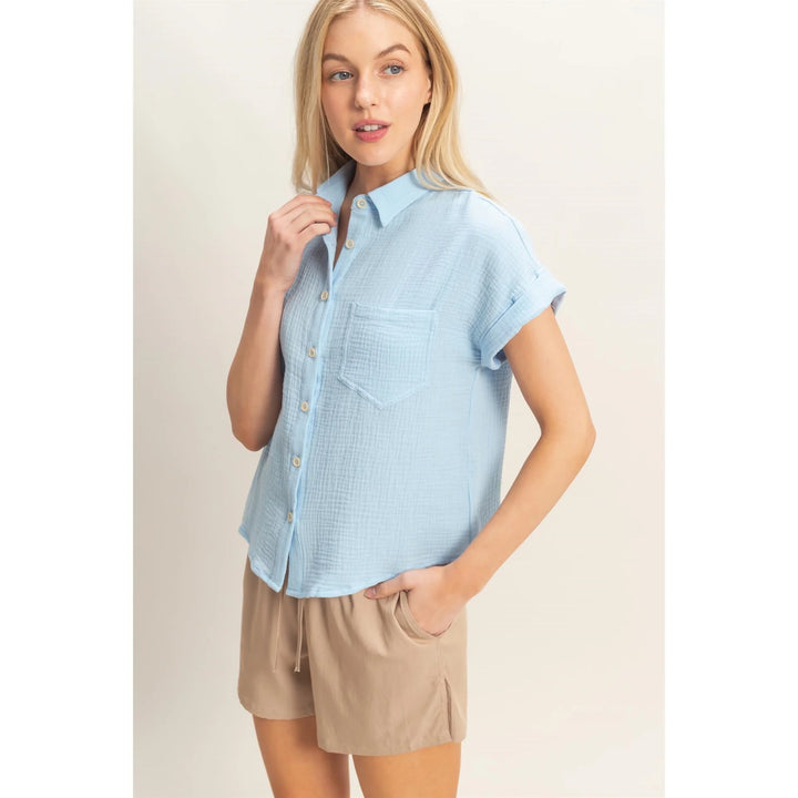 Sky Button Up