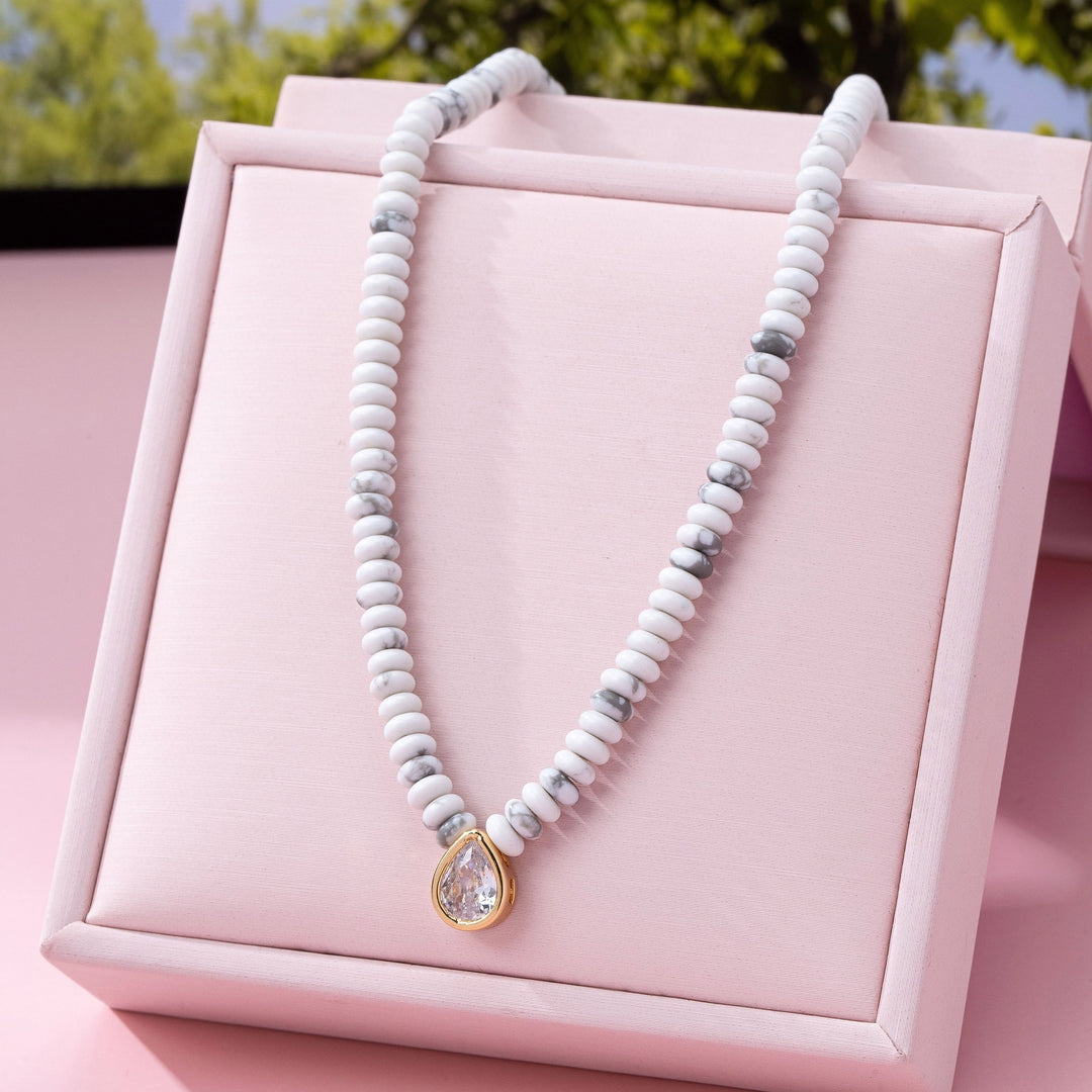 Semi Precious Stone Beaded Charm Necklace