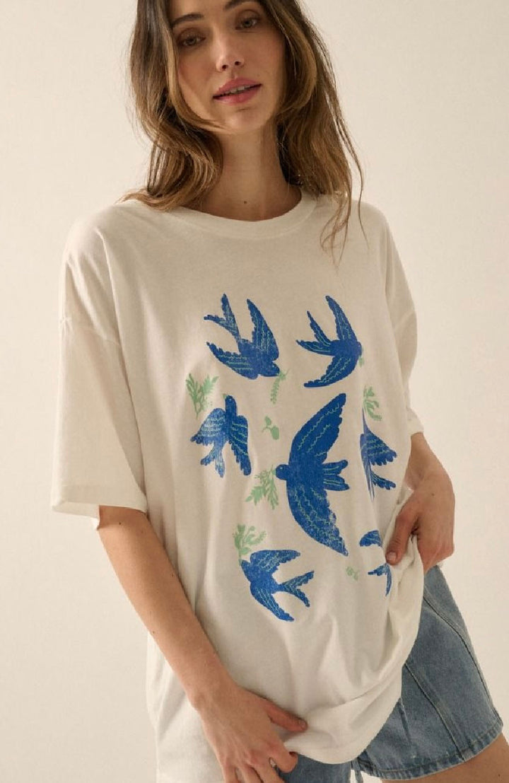 Soaring Vintage Print White Tee