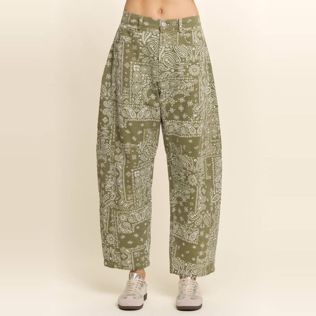 Bandana High-Rise Barrel Pants