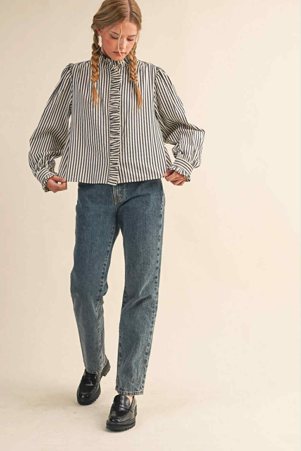 Ella Ruffled Button Down