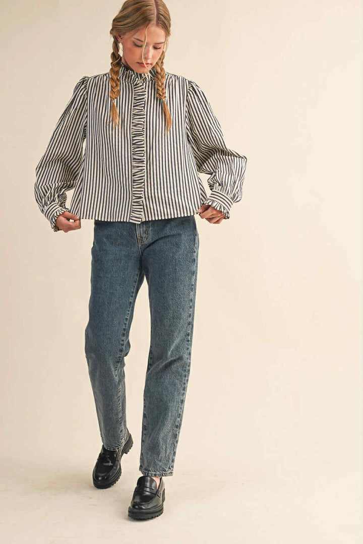 Ella Ruffled Button Down