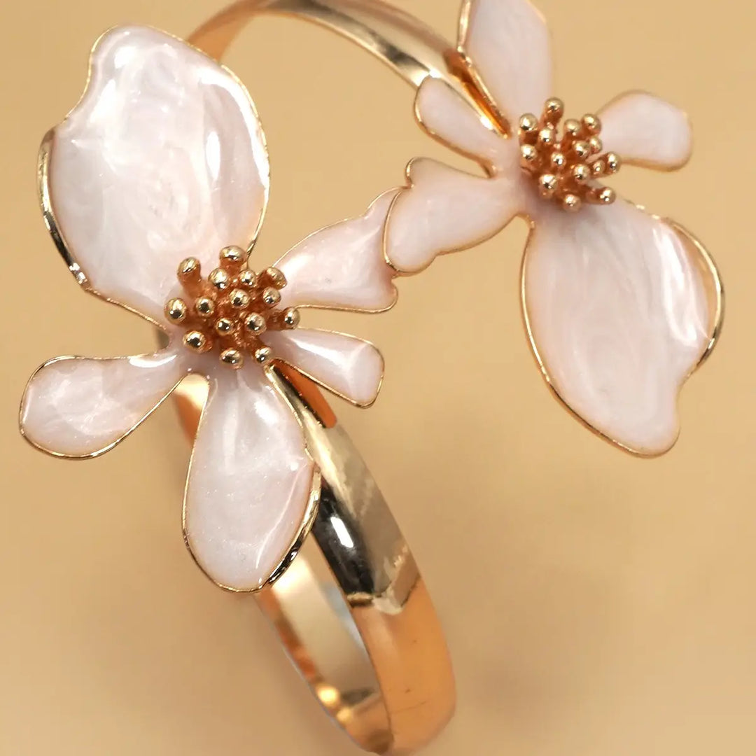 Open Cut Floral Epoxy Adjustable Cuff