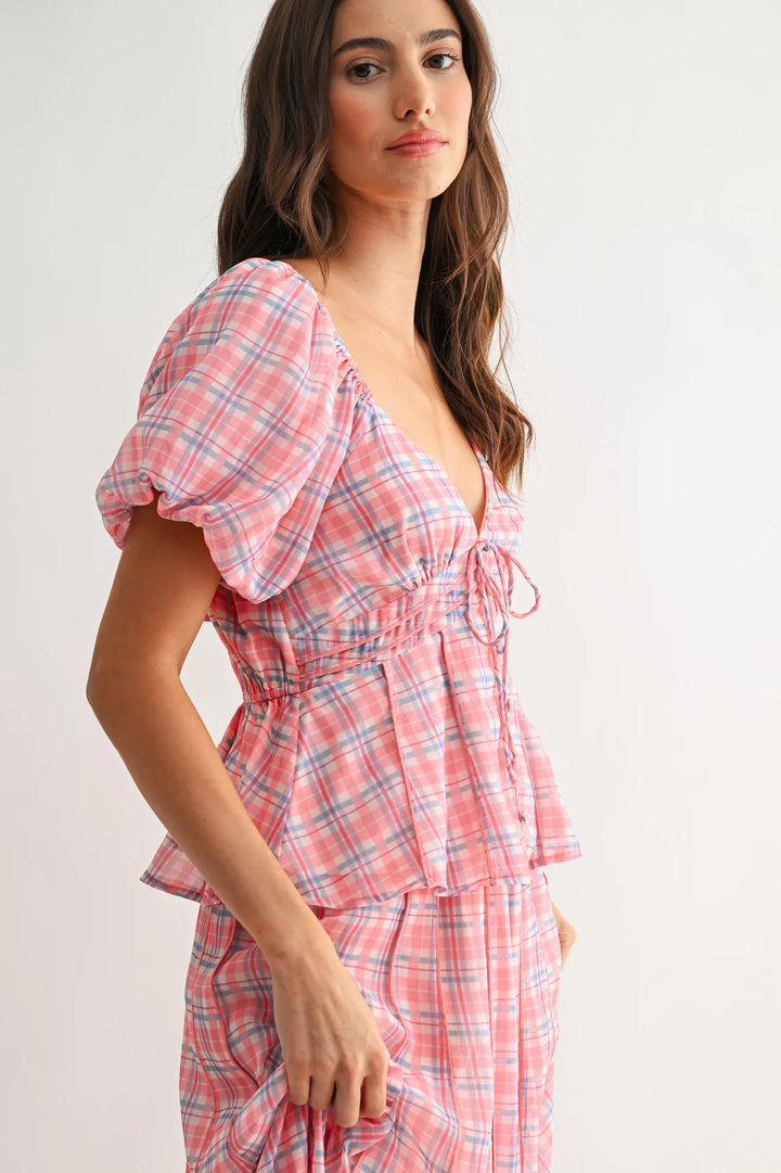 Bria Plaid Peplum Blouse