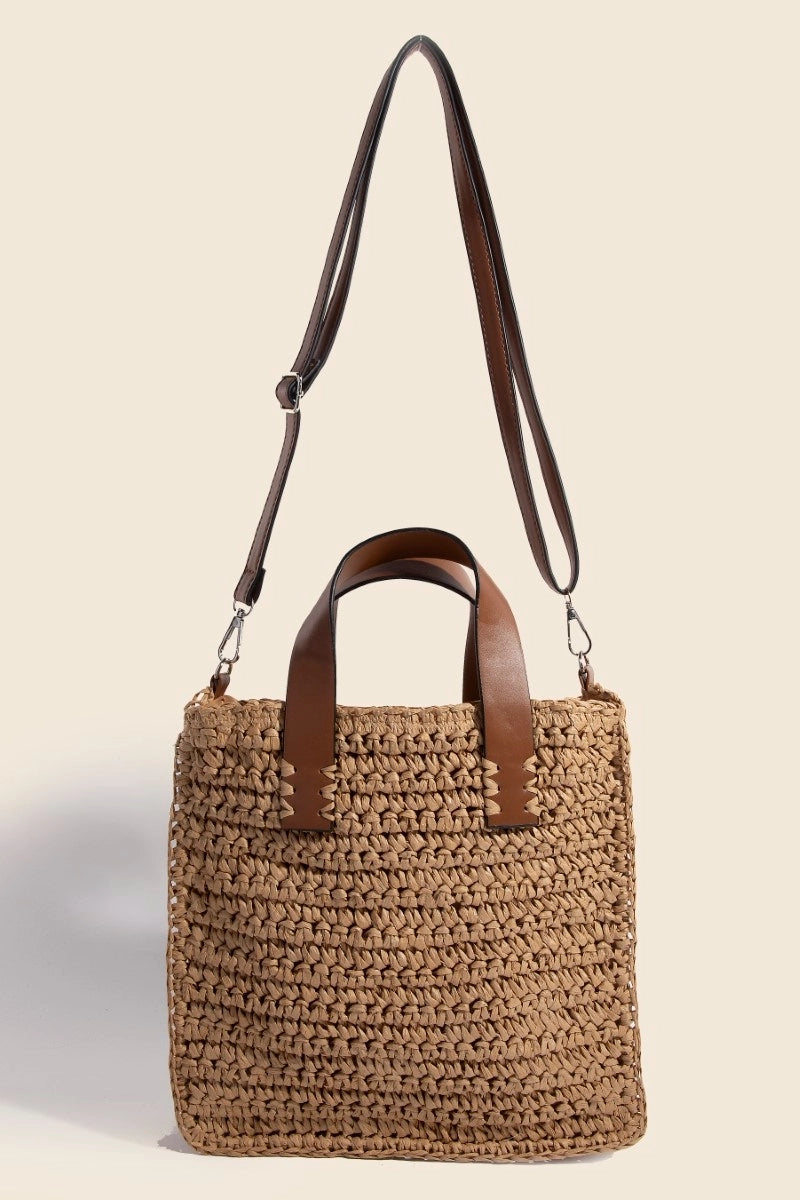 Straw Handbag - Chocolate