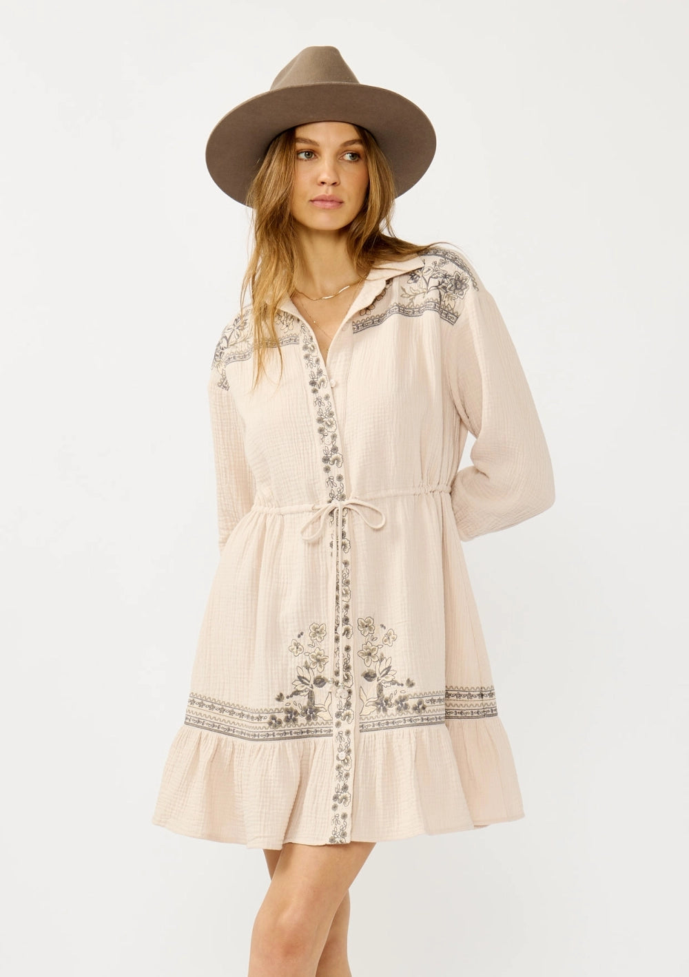 Lowell Embroidered Shirt Dress