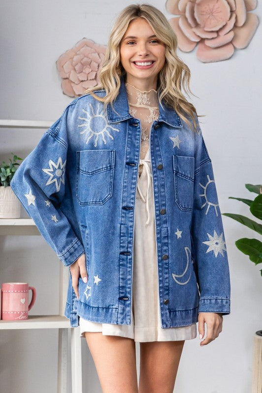 Embroidered Denim Barn Jacket