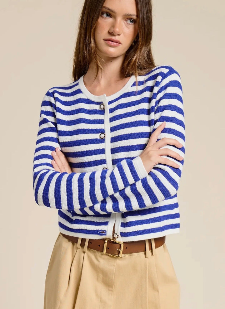 Coastal Striped Cardigan Sweater