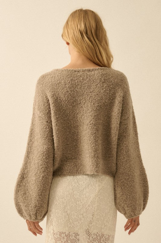 Etta Bubble Sleeve Sweater Mocha