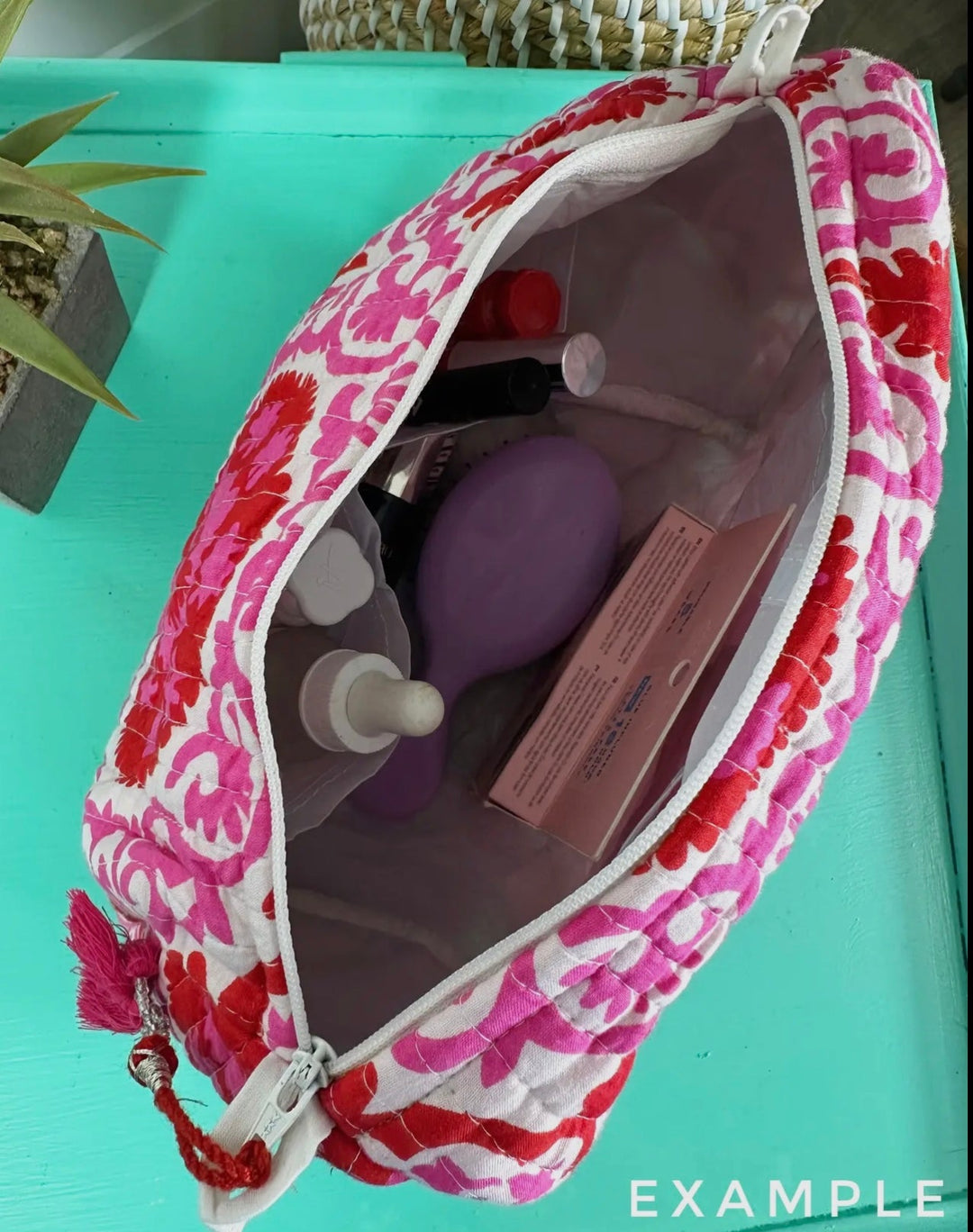 Floral Quilted Cosmetic Bag