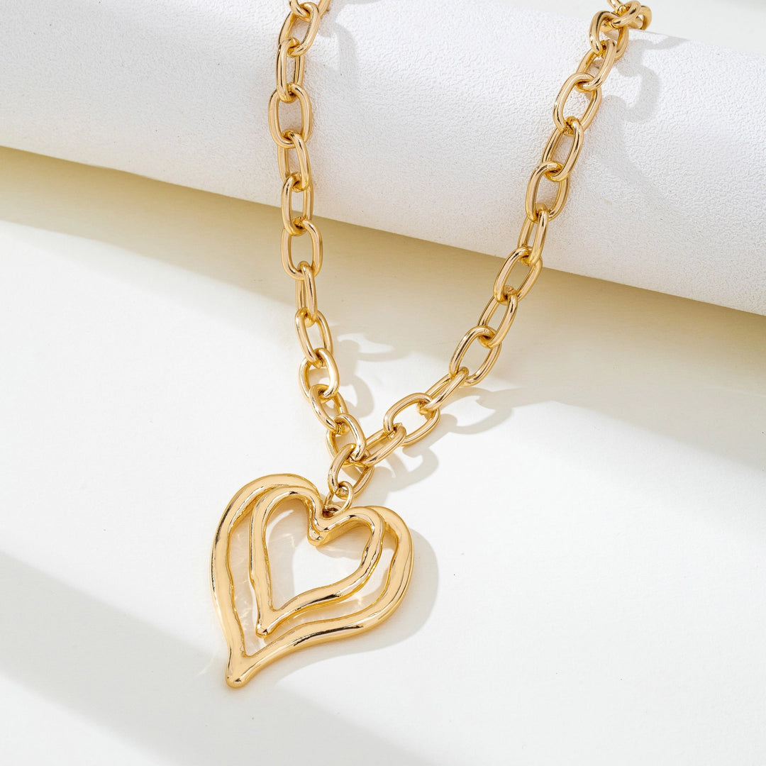 Double Heart Pendant Necklace