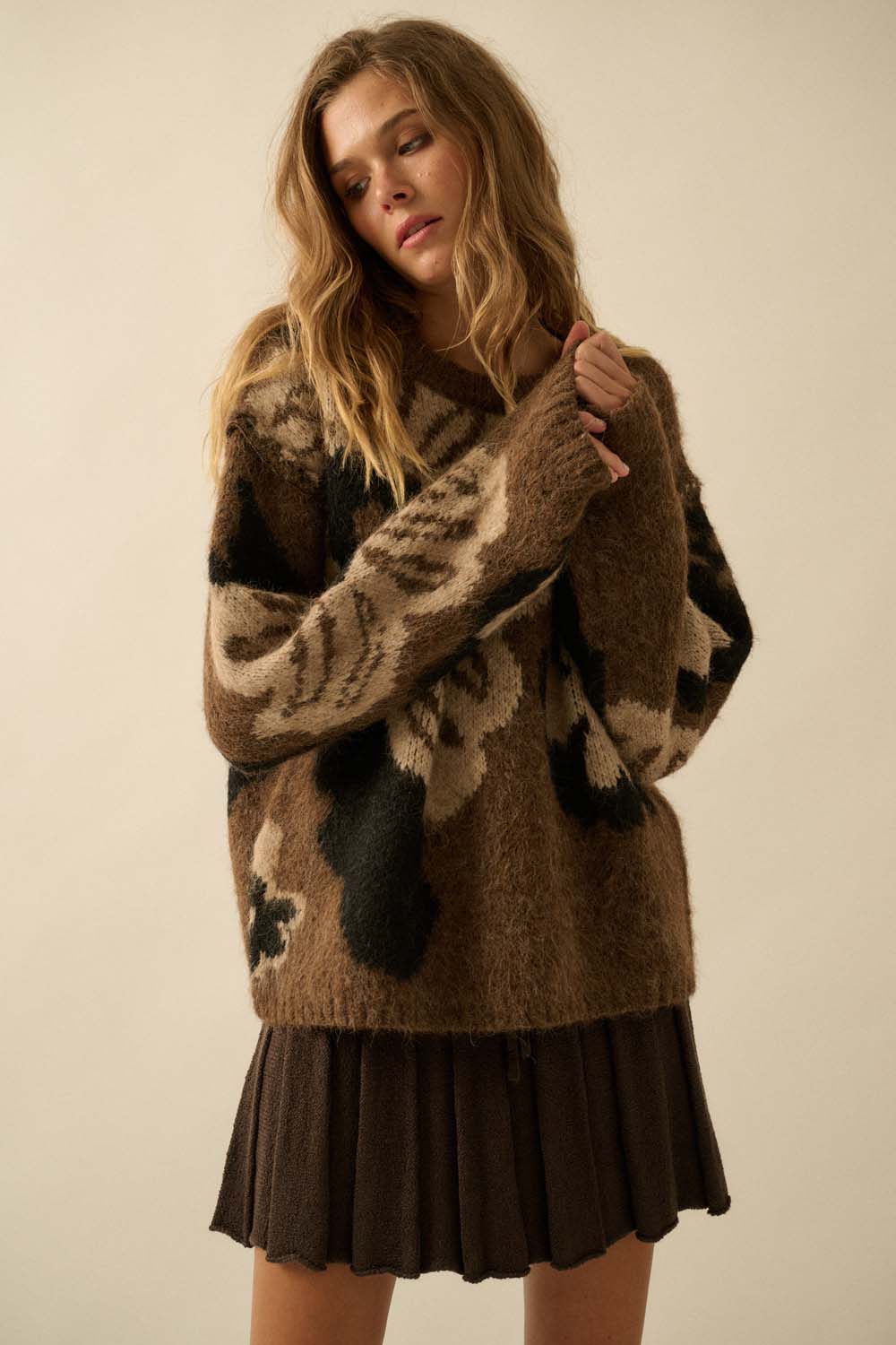 Fuzzy Floral Sweater