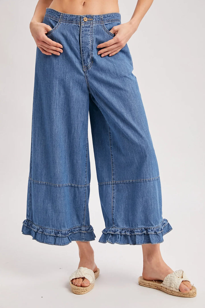 Cleo Ruffled Hem Denim