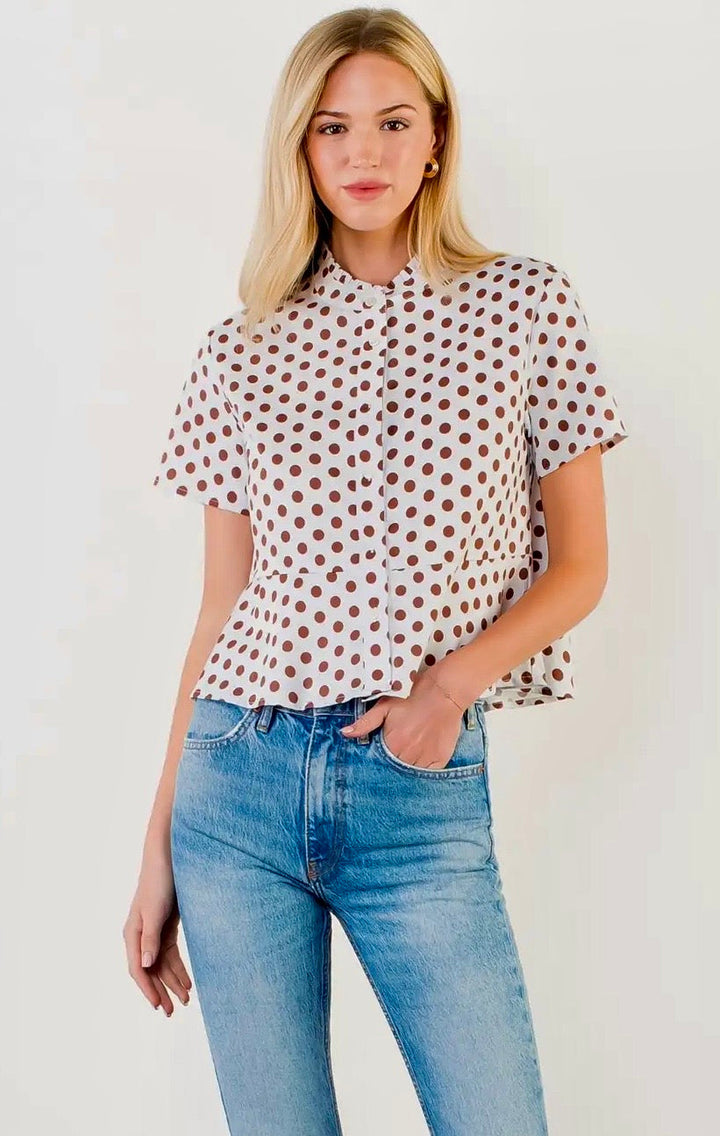 Sailor Polka Dot Button Down Top