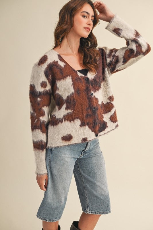 Daisy Cow Print Cardi