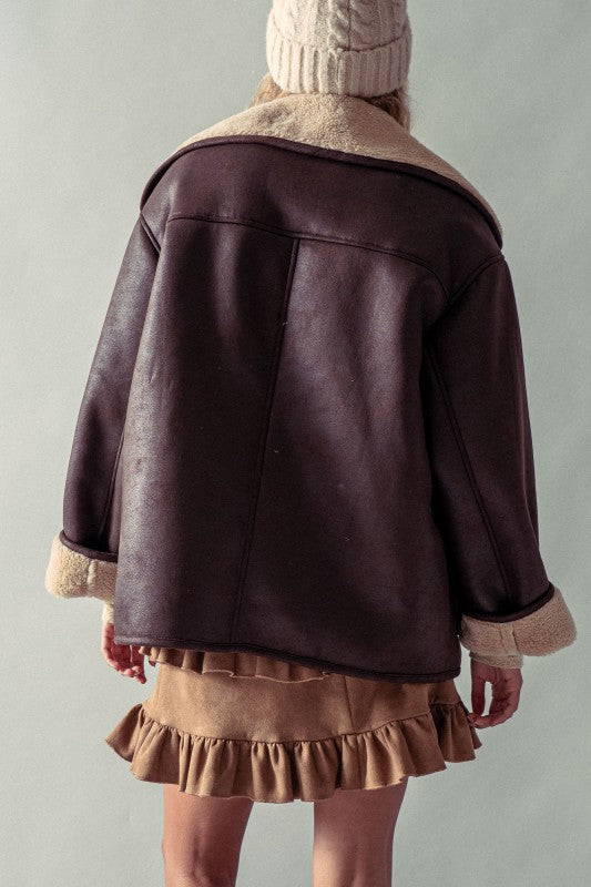 Shearling Faux Leather Coat