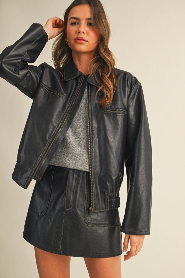 Bianca Leather Zip Up