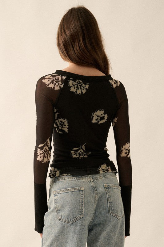 Kaya Floral Mesh Top
