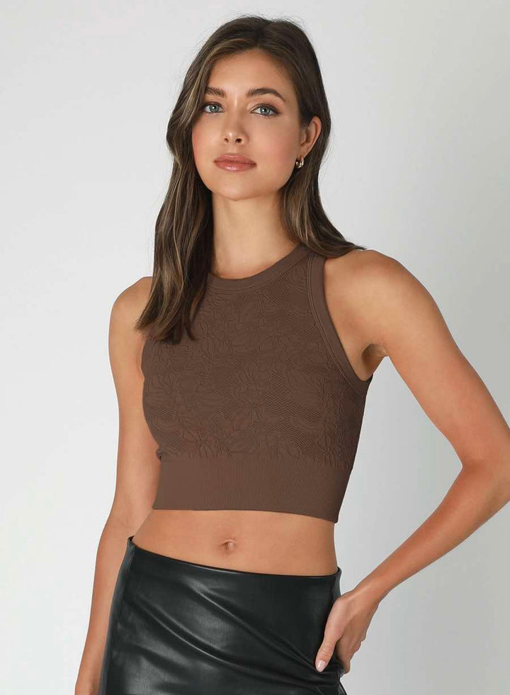 Lace High Neck Crop Top