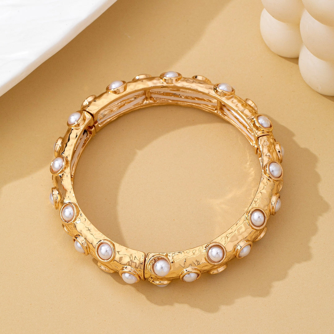 Gold and Pearl Embellished Bangle
