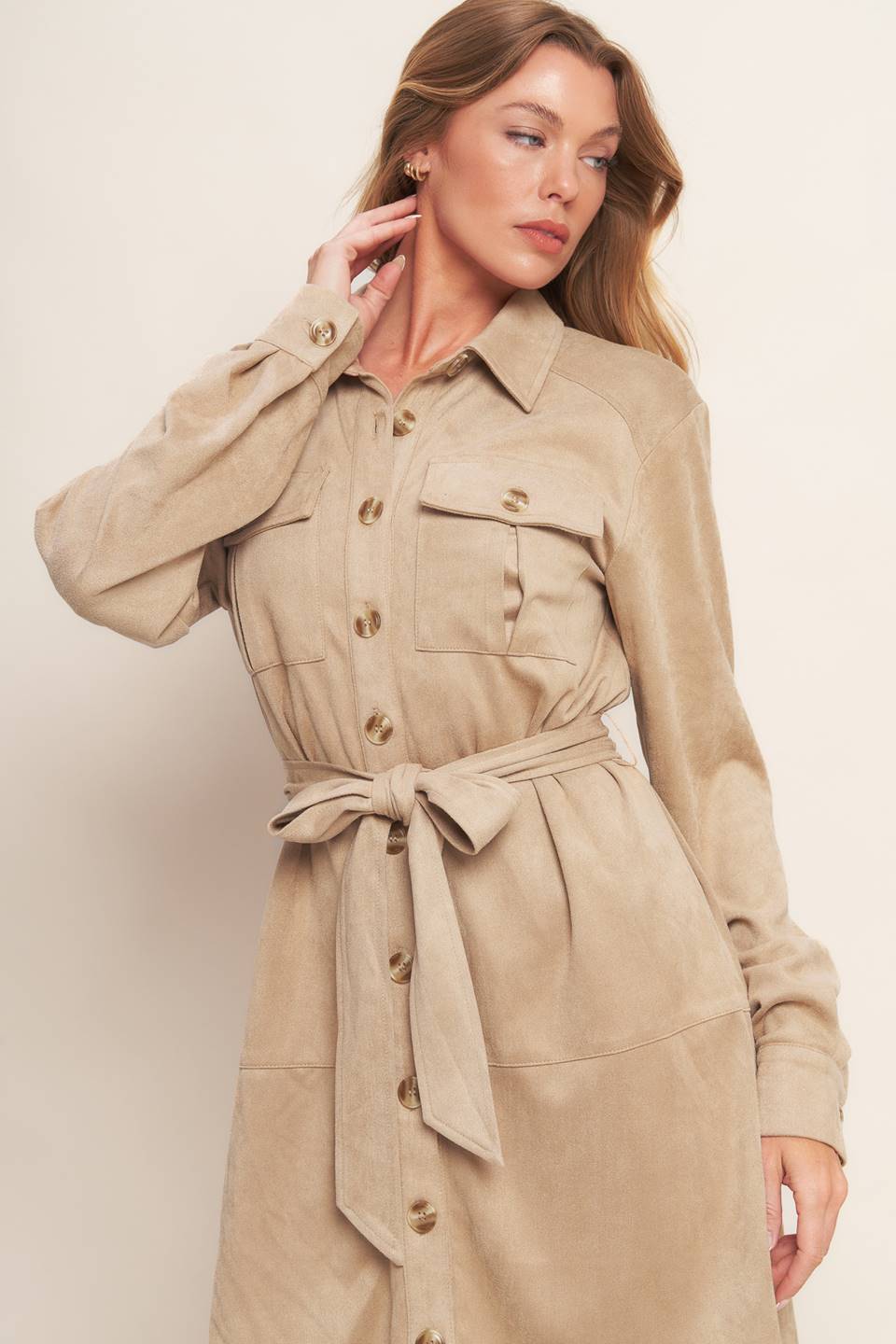 Farrah Suede Shirt Dress