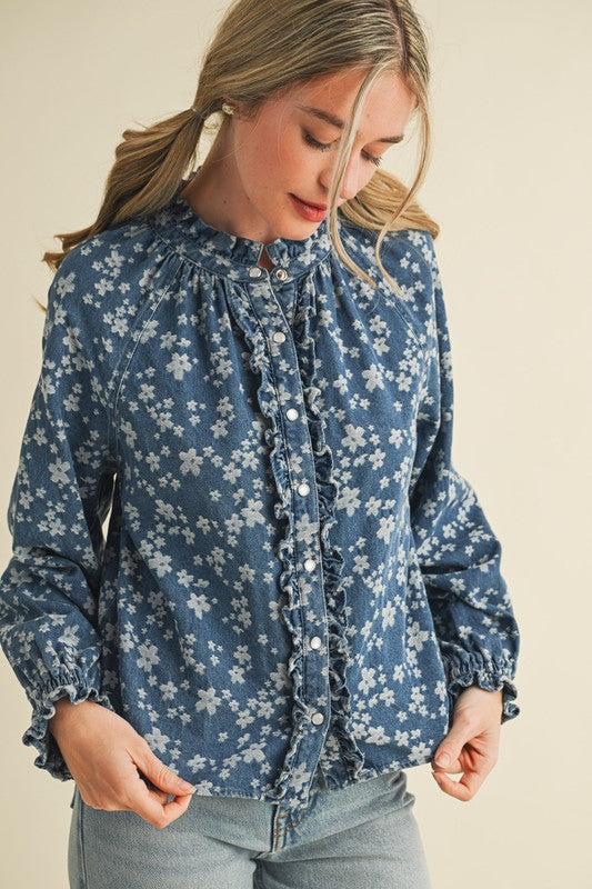 Marybeth Denim Floral Top