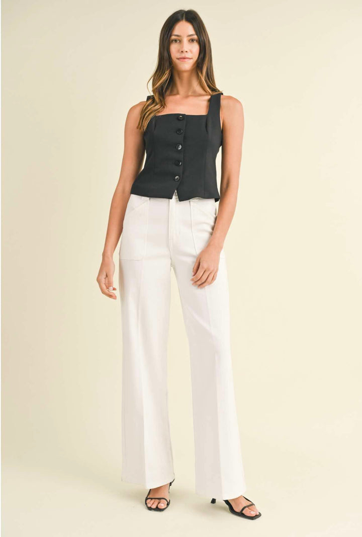 Patch Pocket Wide Leg Flare