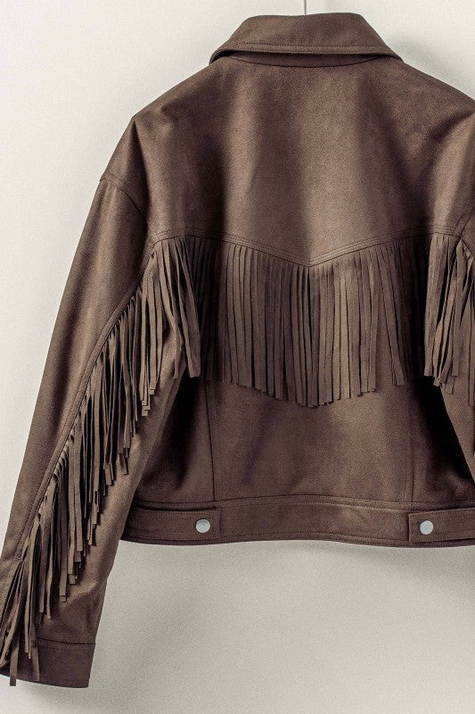 Ella Fringe Faux Suede Jacket